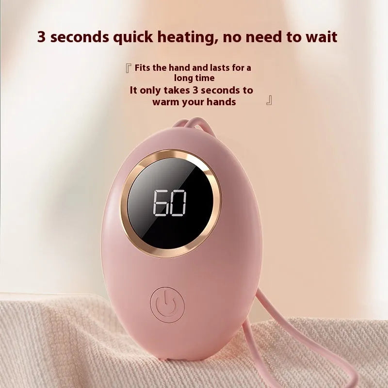 USB rechargeable hand warmer with digital display in multiple colour options.