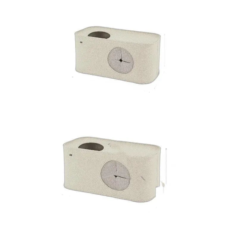 Foldable khaki felt cat nest shown unfolded, suitable as a pet bed or cage liner.