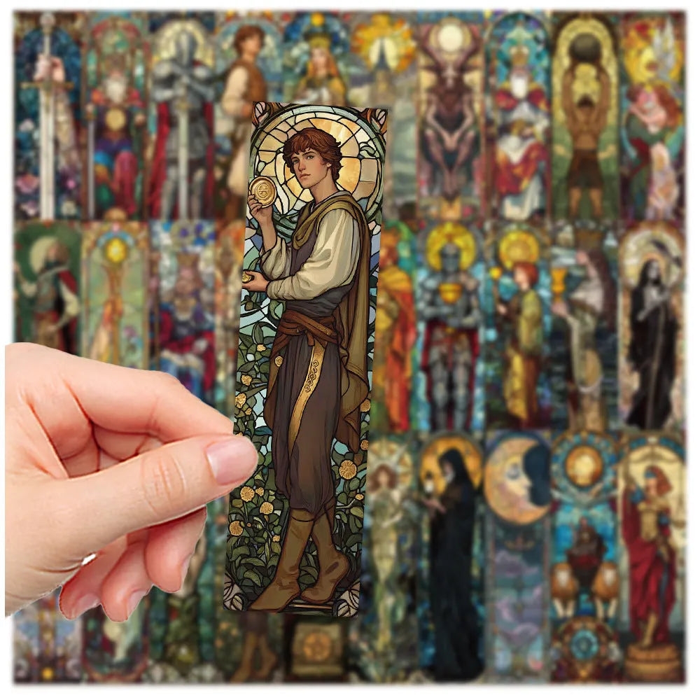 30 handmade paper bookmarks with painted glass tarot designs in cute style for reading and crafts