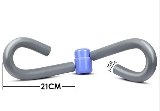 Pink PVC and foam leg exercise thigh clip with steel spring for arm, chest and waist workouts.