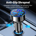 Six-in-one black car charger with 4 USB and 2 PD ports and digital display for cigarette lighter socket