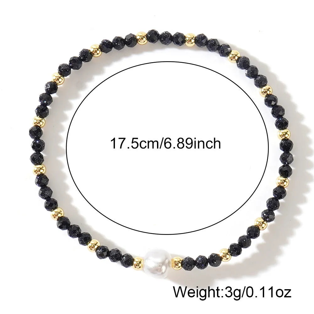 Natural stone geometric ellipse bracelet showing structured design and material texture