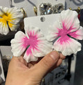 Alloy stud earrings with oil-spot glaze floral designs in pastoral style