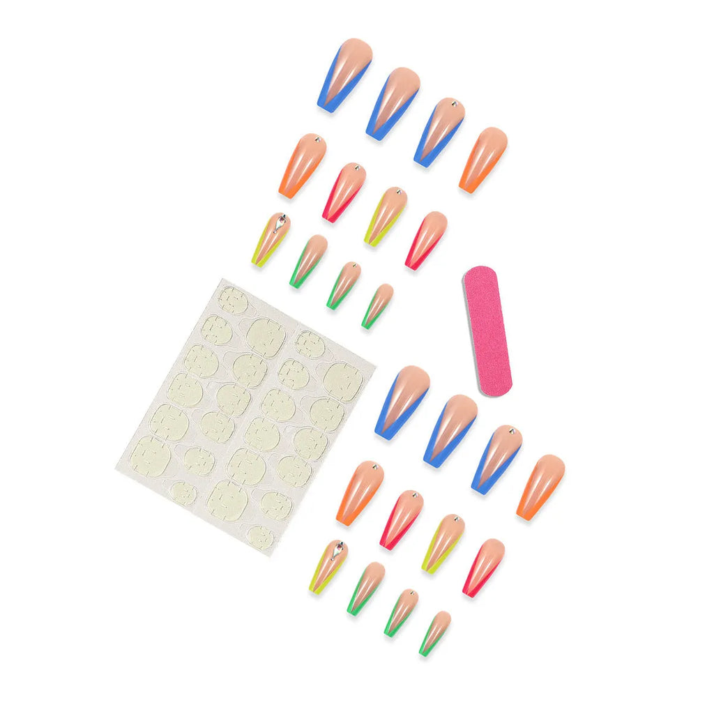 Detachable false nail tips with diamond colour French design and cartoon love patterns