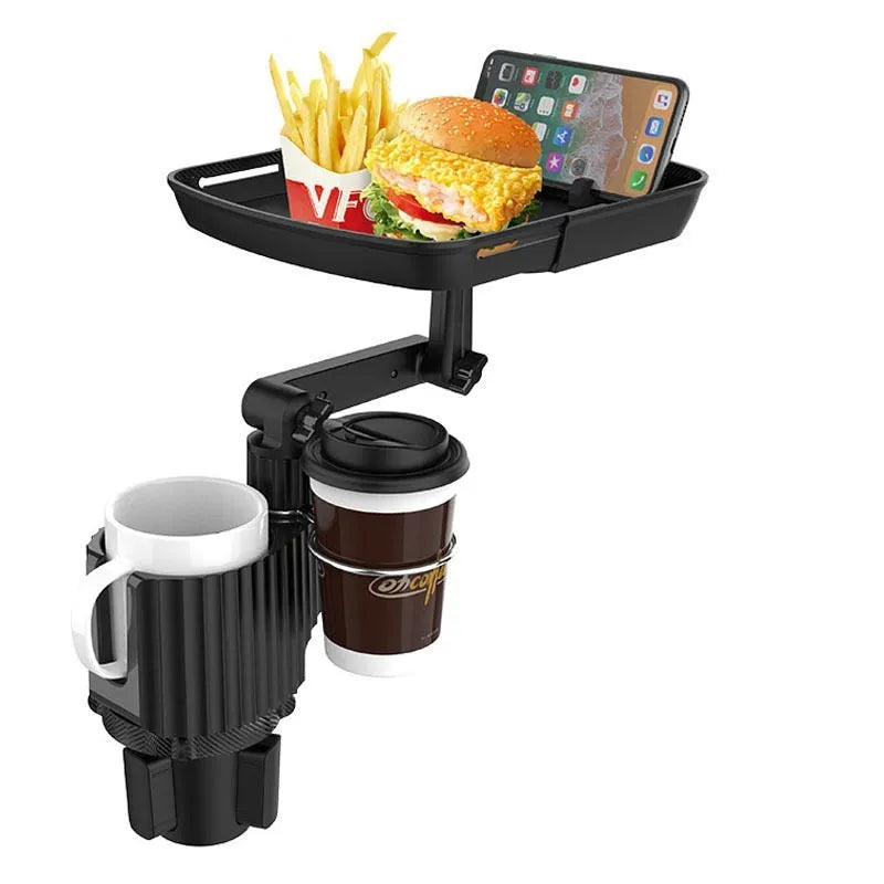 Plastic black vehicle food storage rack installed on car seat middle position with adjustable telescopic section