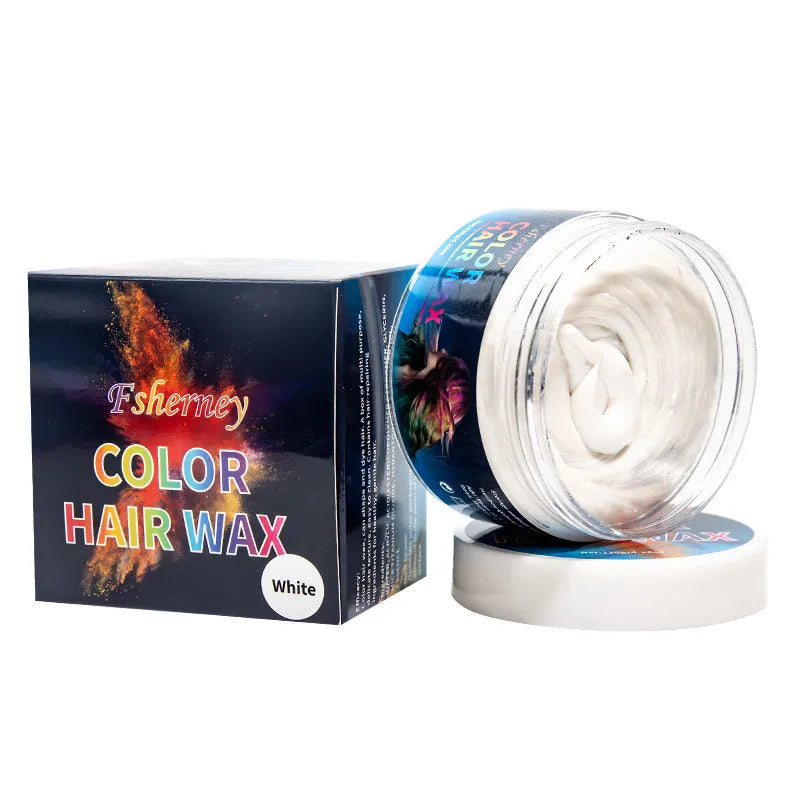120g jar of strong hold hair styling clay in multiple colours on a white background.