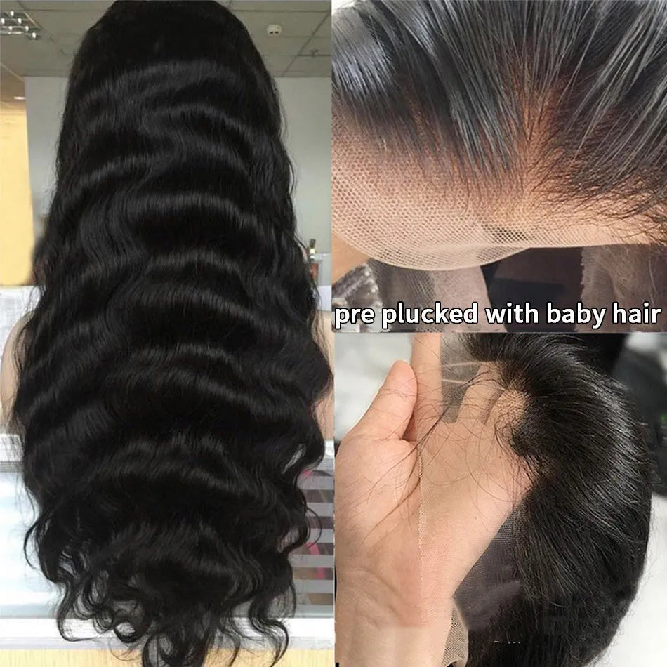Body wave human hair lace front wig with 4x4 headgear, medium long hair, all hand-woven