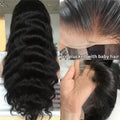 Body wave human hair lace front wig with 4x4 headgear, medium long hair, all hand-woven