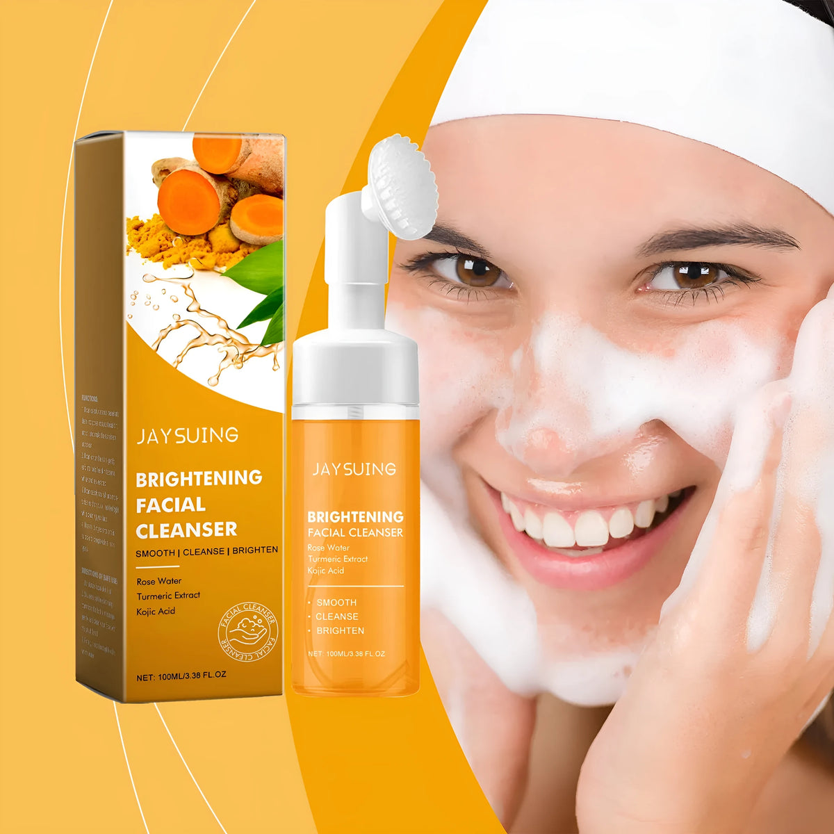 Turmeric facial cleanser 100ml tube for deep cleansing, moisturising and whitening, 5.3x4.7x18cm