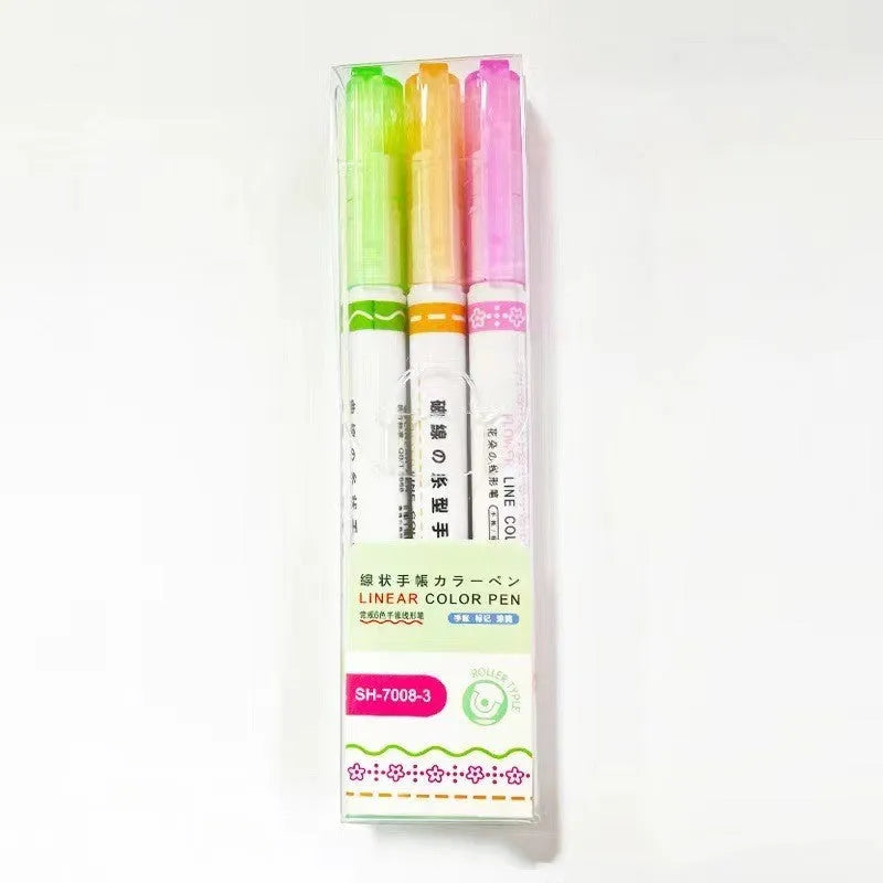 Creative curve pen roller outline pen set with plastic case in box packaging