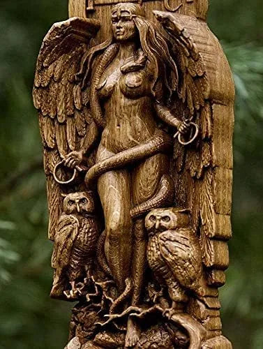 Detailed resin sculpture of a Greek goddess standing 22cm tall, for altar or garden decoration.