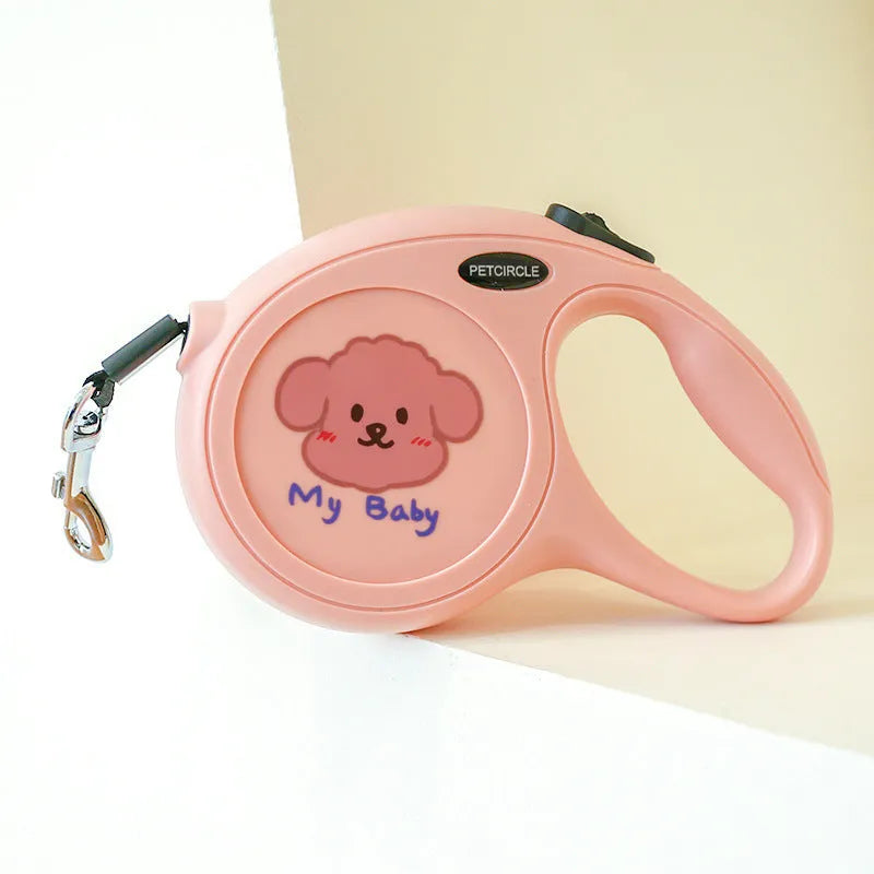 Plastic retractable dog leash in blue with 5 metre length and compact housing