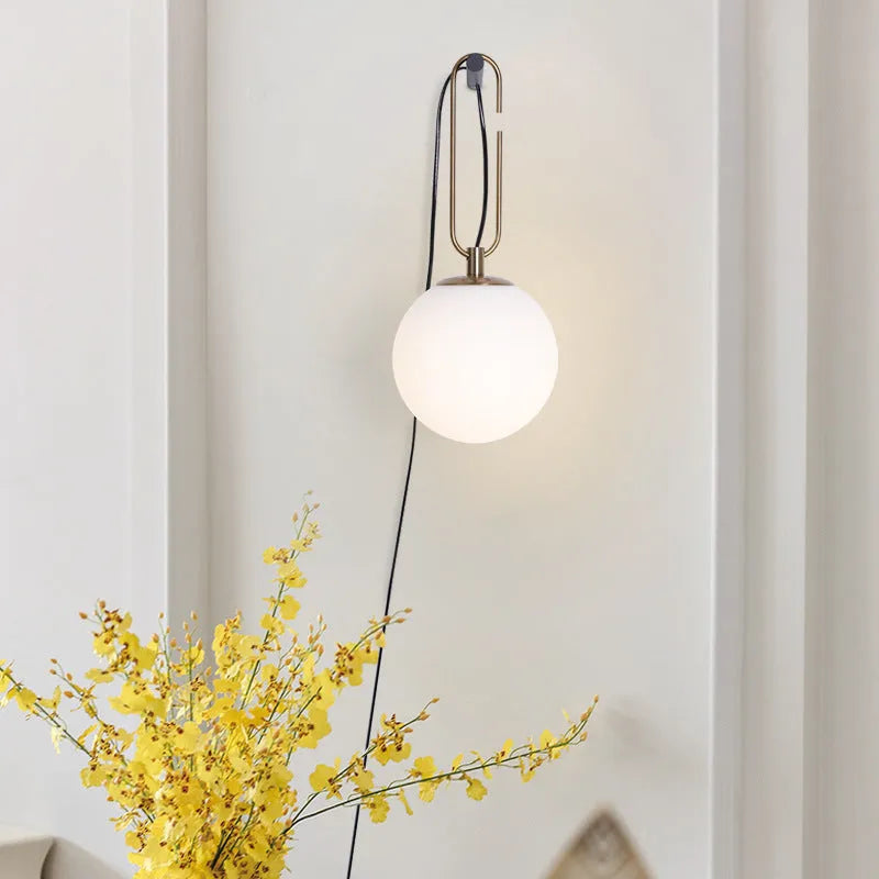 Nordic style modern glass wall lamp with selectable warm, neutral, or white light colour.