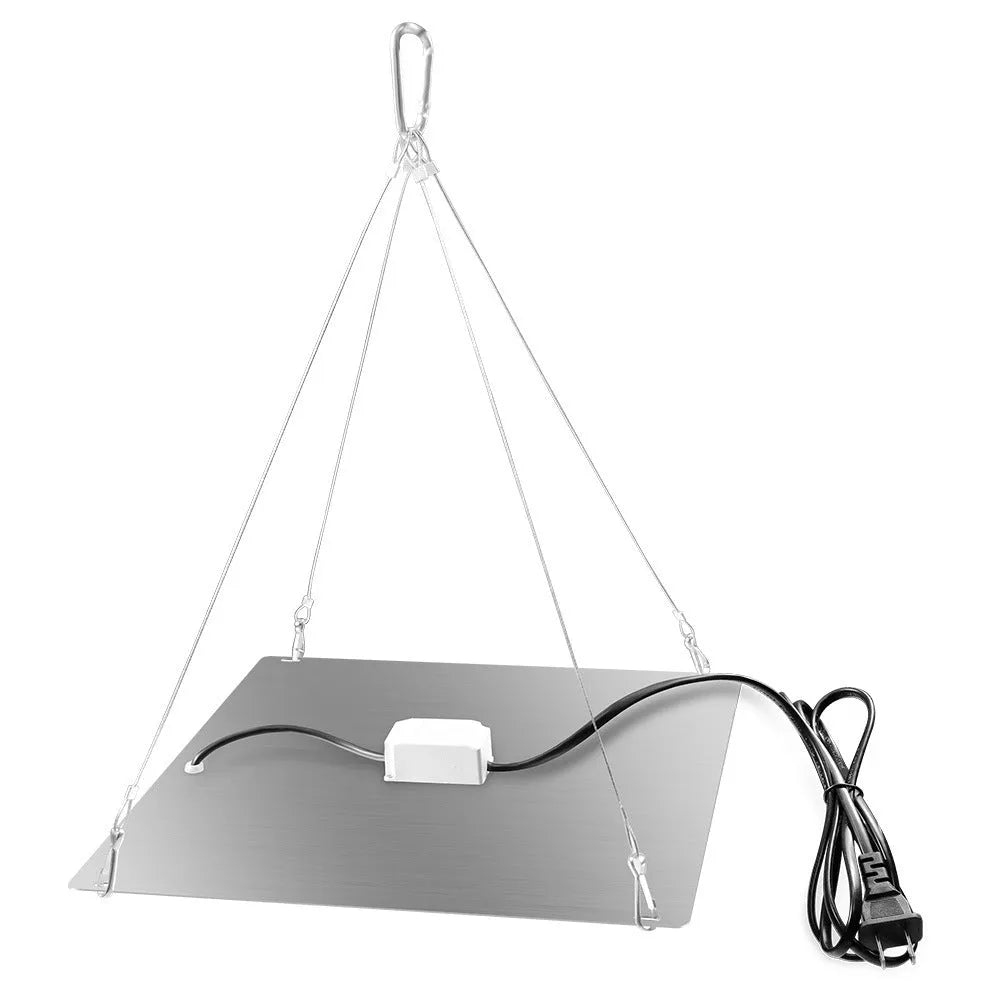 LED grow light panel with aluminum housing and E26 screw base for indoor plant cultivation.