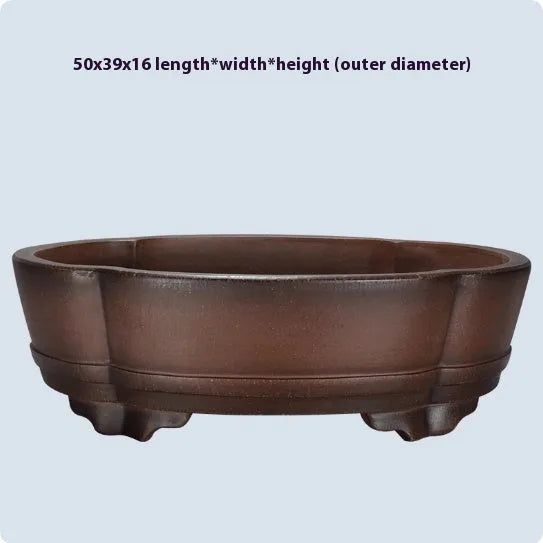 Large classic purple clay flower pot for plants or bonsai, shown from the side.