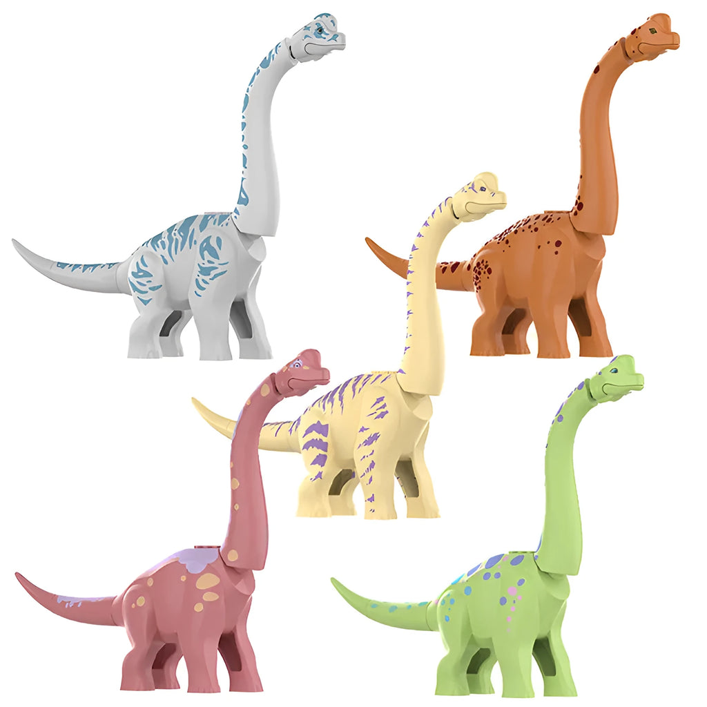 Small particles plastic building blocks dinosaur series KL3301-3305 bagged toy in cyan gray orange pink yellow