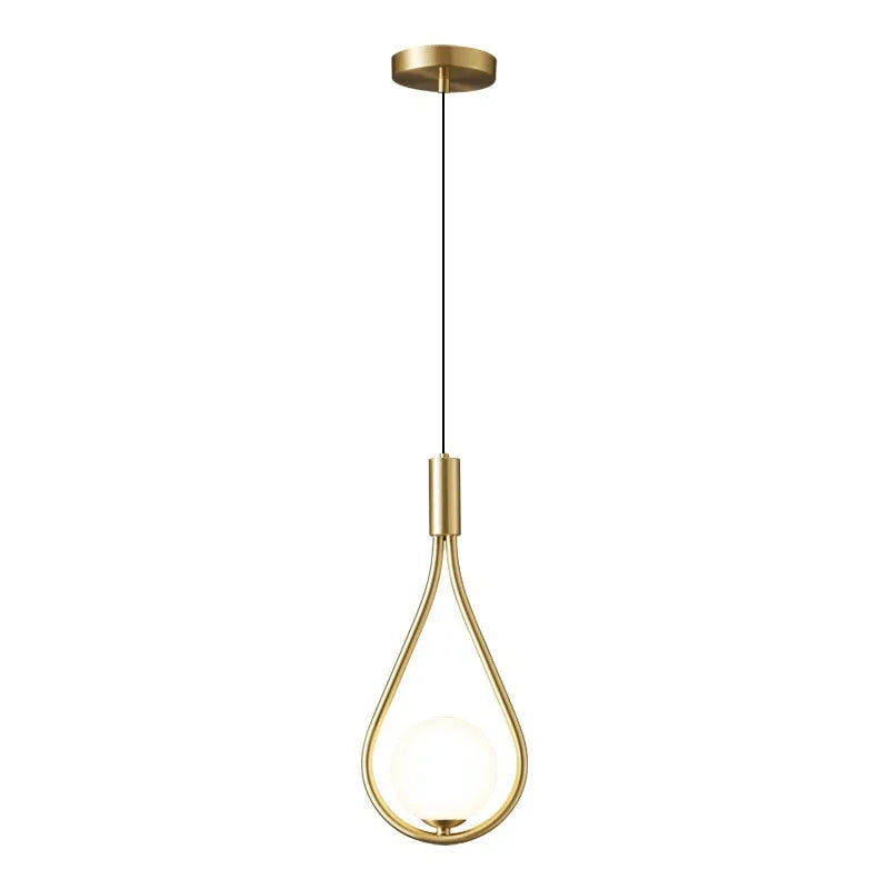 Modern minimalist copper bedside chandelier lamp with choice of light cover colours for bedroom.