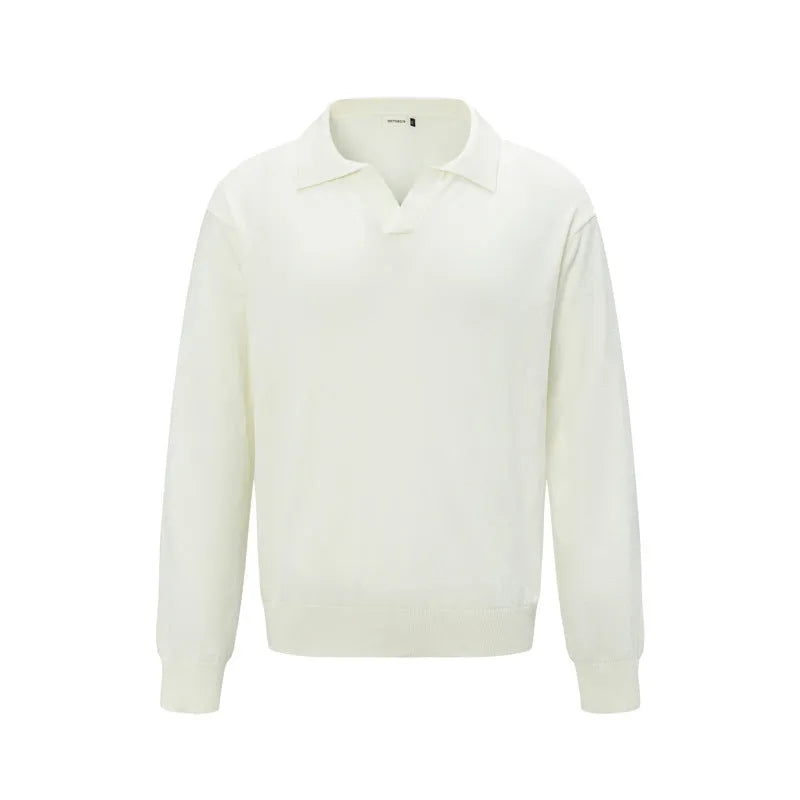 Loose fit men's bottoming shirt in beige, black or dark grey pullover style