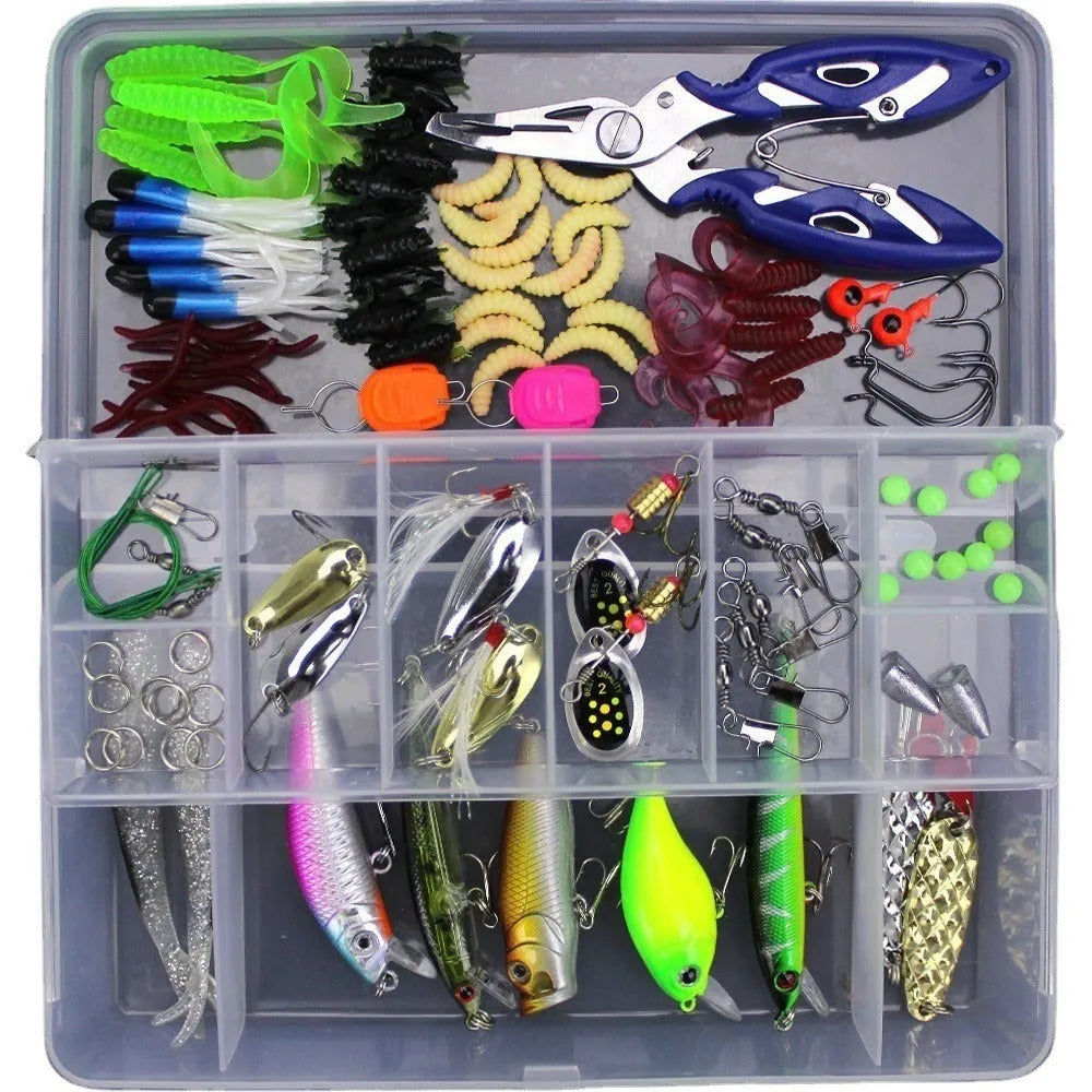Junior fishing lure suit multi-pack with soft plastic baits in PP storage box, available in multiple piece counts