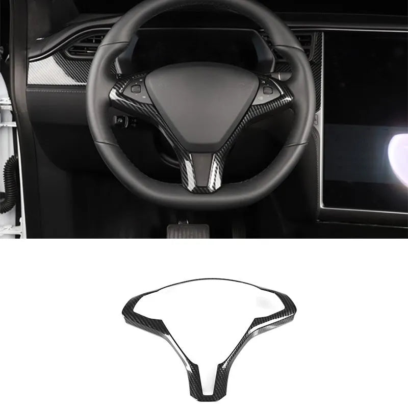 Tesla Model S steering wheel decorative frame in carbon fibre finish ABS plastic