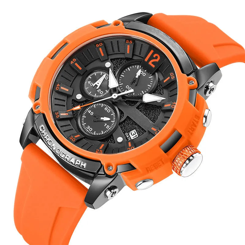 Men's multi-function watch with luminous display and calendar, waterproof to 30 metres with 51mm case