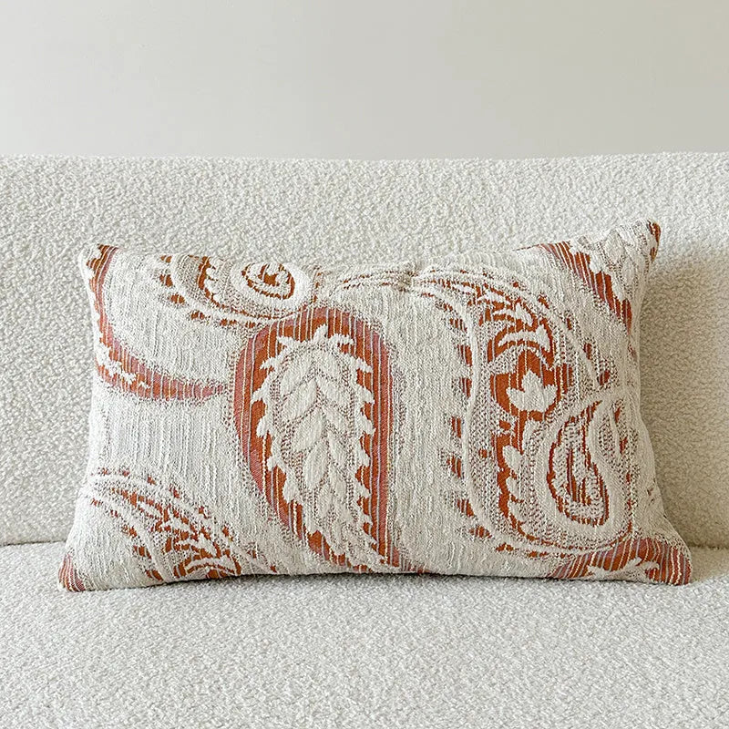 American-style jacquard paisley sofa cushion cover in amber botanical patterns with 45x45cm and 30x50cm size options