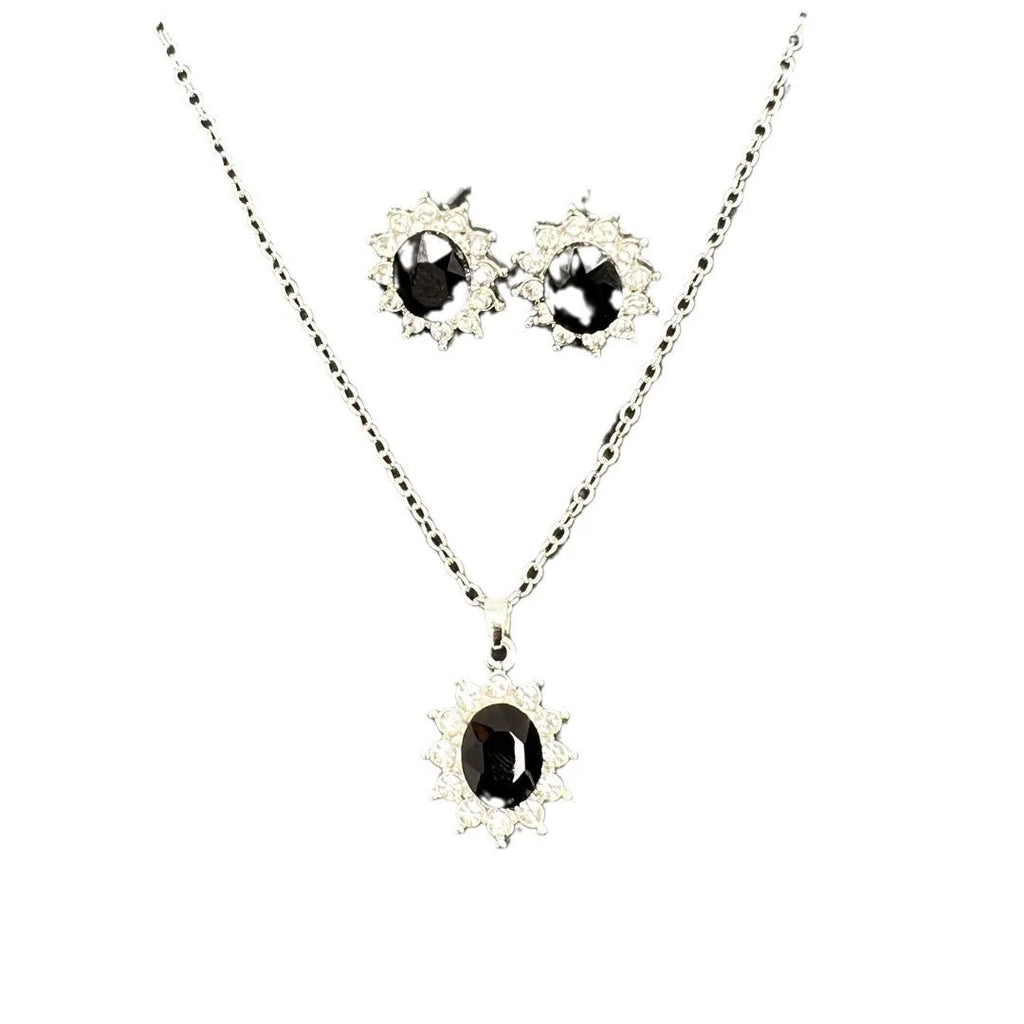 Sunflower zircon earring and necklace jewellery set in six electroplated colour options