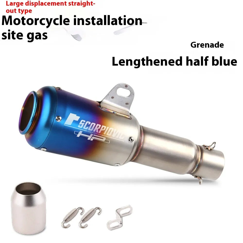 Universal stainless steel racing motorcycle exhaust pipe with flower cover design in multiple colour options