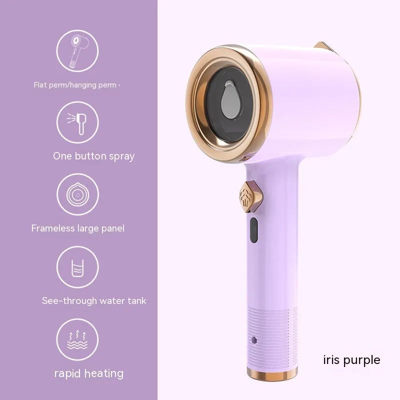 Mini portable handheld garment steamer in green with titanium soleplate and 50ml water tank