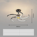 Black gold iron ceiling fan lamp with LED light, remote control, 68CM to 108CM size options