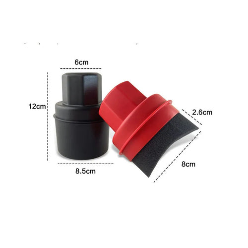 Car tyre polishing sponge brush with lid showing 85 × 120 mm dimensions and four colour/texture options