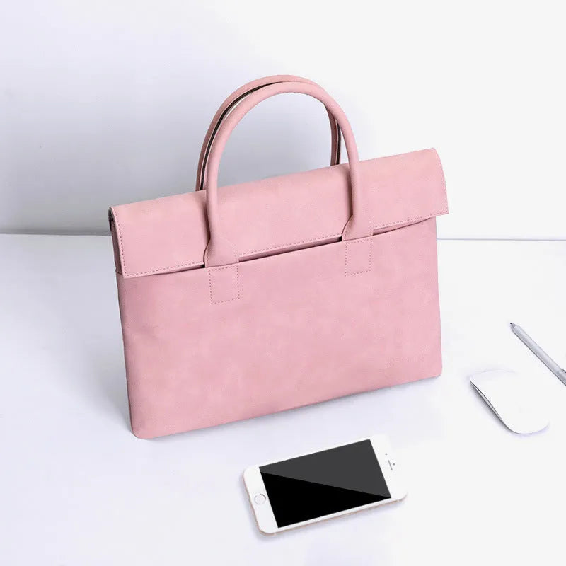PU leather waterproof anti-theft tablet laptop inner case in light gray with small bag