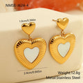 Gold-colour electroplated heart earrings with fritillary detail on stainless steel