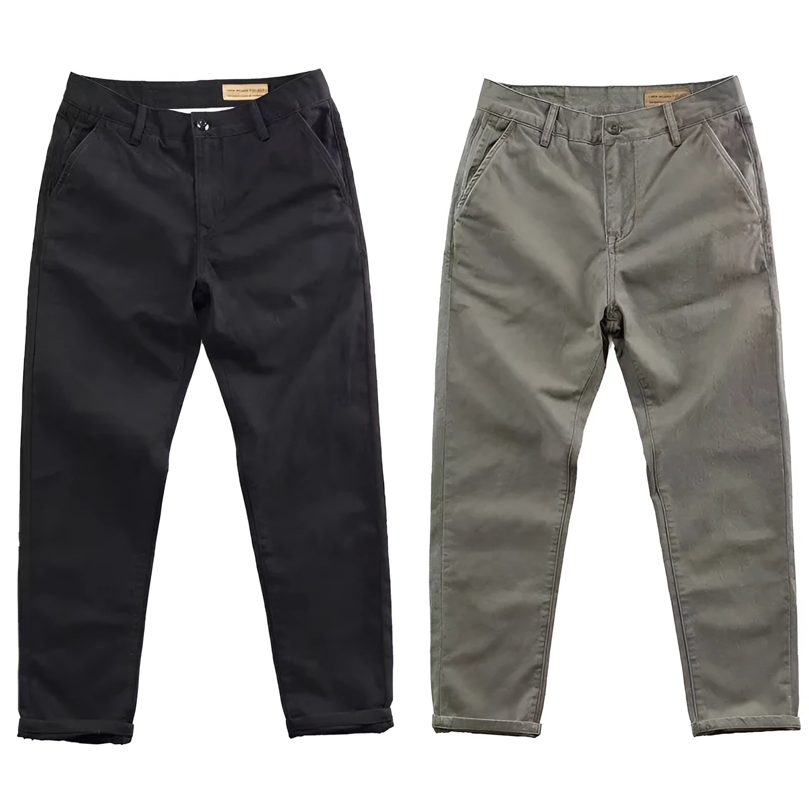 Men's slim fit casual trousers in a grey washed fabric with a straight leg.