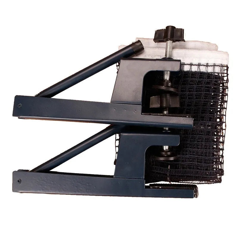 Universal large thickened clip and grid frame for table tennis net on indoor open grid table.