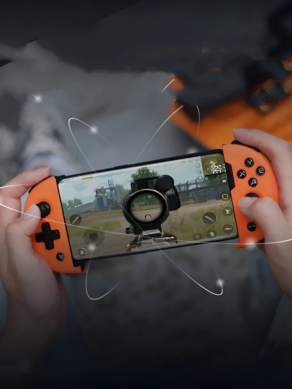 Feizhi Wee 2T mobile game controller with stretch handle in midnight blue or orange