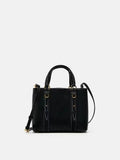 Women's olive green mini city messenger bag in PU leather with single shoulder strap and horizontal square shape