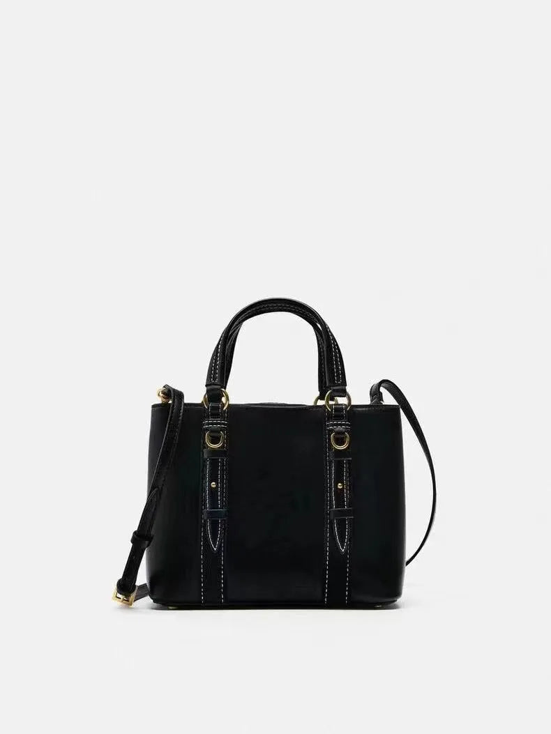 Women's olive green mini city messenger bag in PU leather with single shoulder strap and horizontal square shape