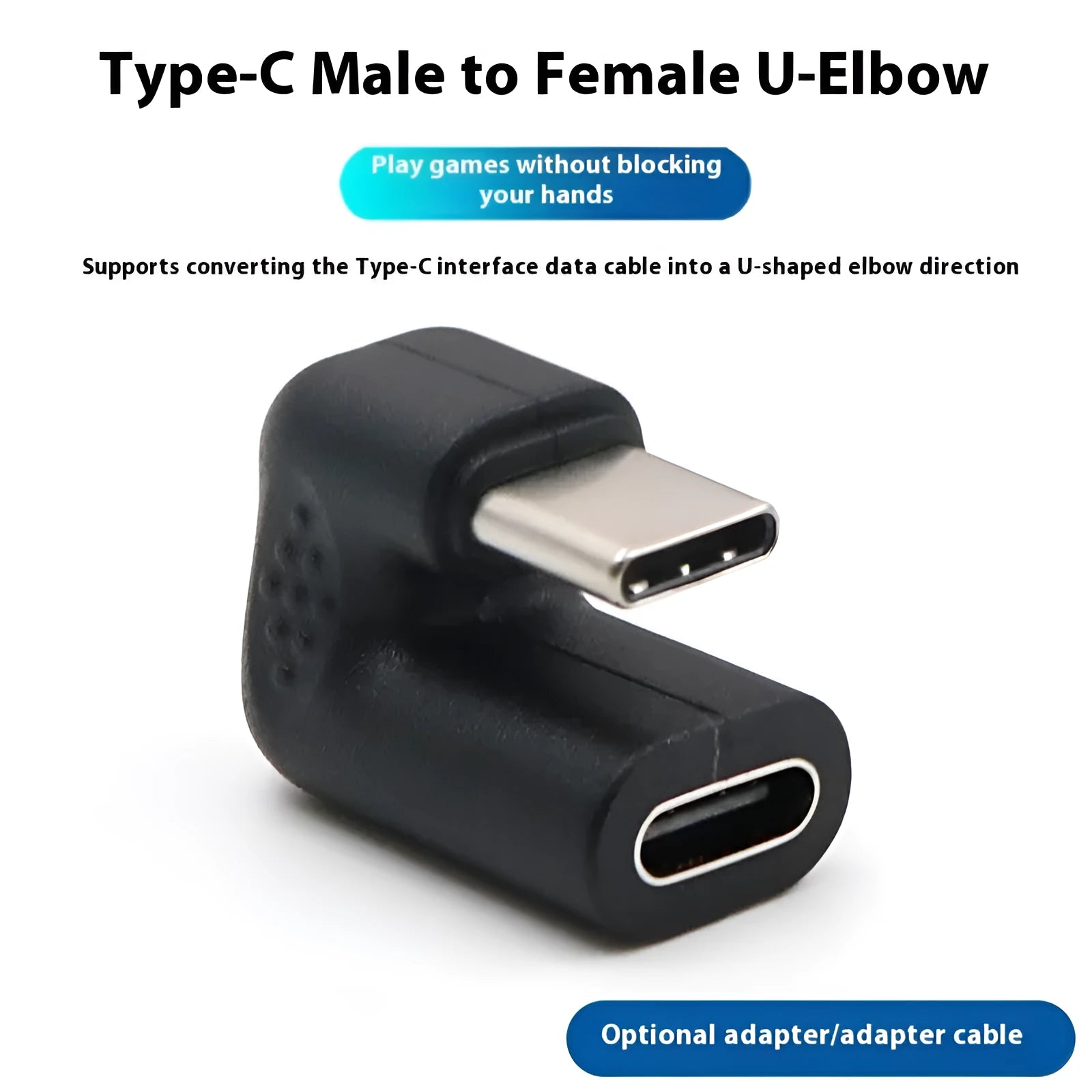 USB-C male to female right-angle adapter extension cable for mobile devices