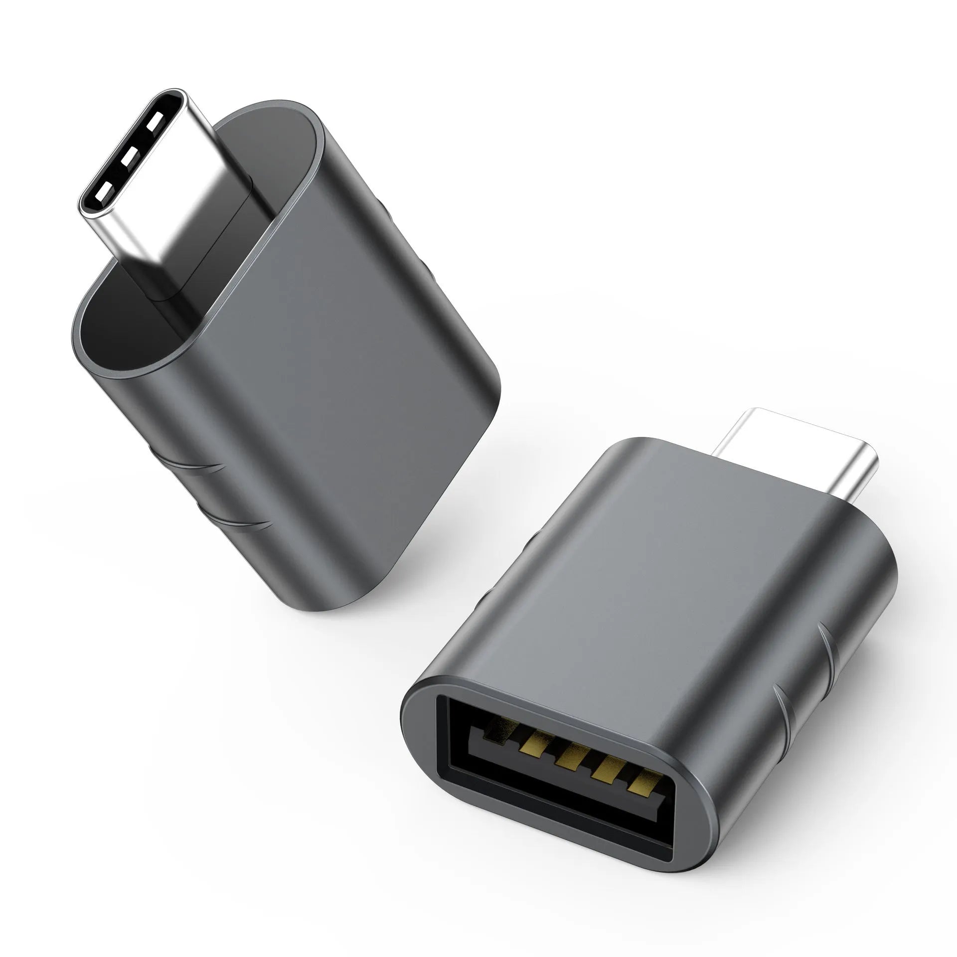 USB C to USB A adapter in metallic colours with zinc alloy housing for 10Gbps data transfer