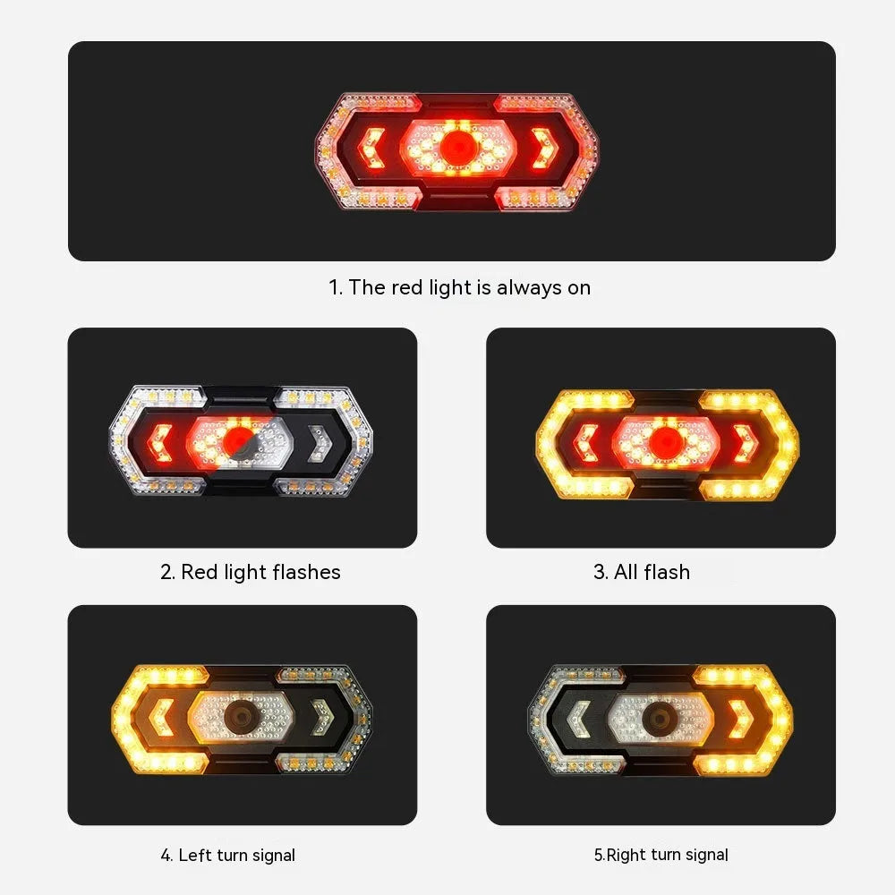 Black wireless remote control car turn signal taillight with USB charging port