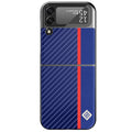 Black carbon fibre leather texture all-inclusive phone case for Samsung Z Flip 3 4 5 with anti-fall protection