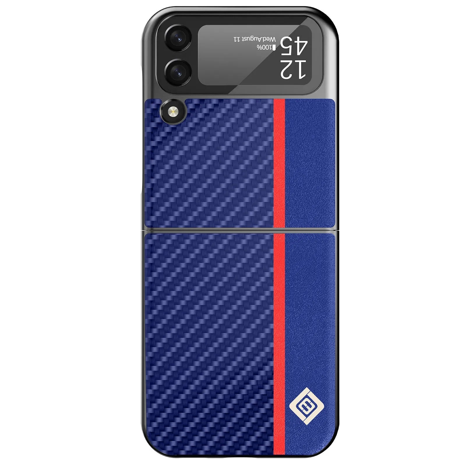 Black carbon fibre leather texture all-inclusive phone case for Samsung Z Flip 3 4 5 with anti-fall protection