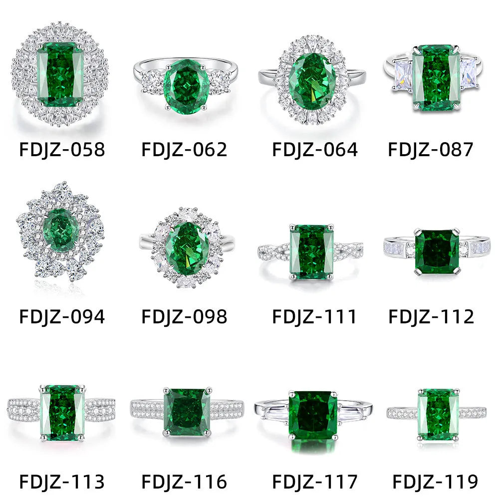 Geometric S925 silver women's ring with an elliptical emerald-cut high carbon diamond inlay.