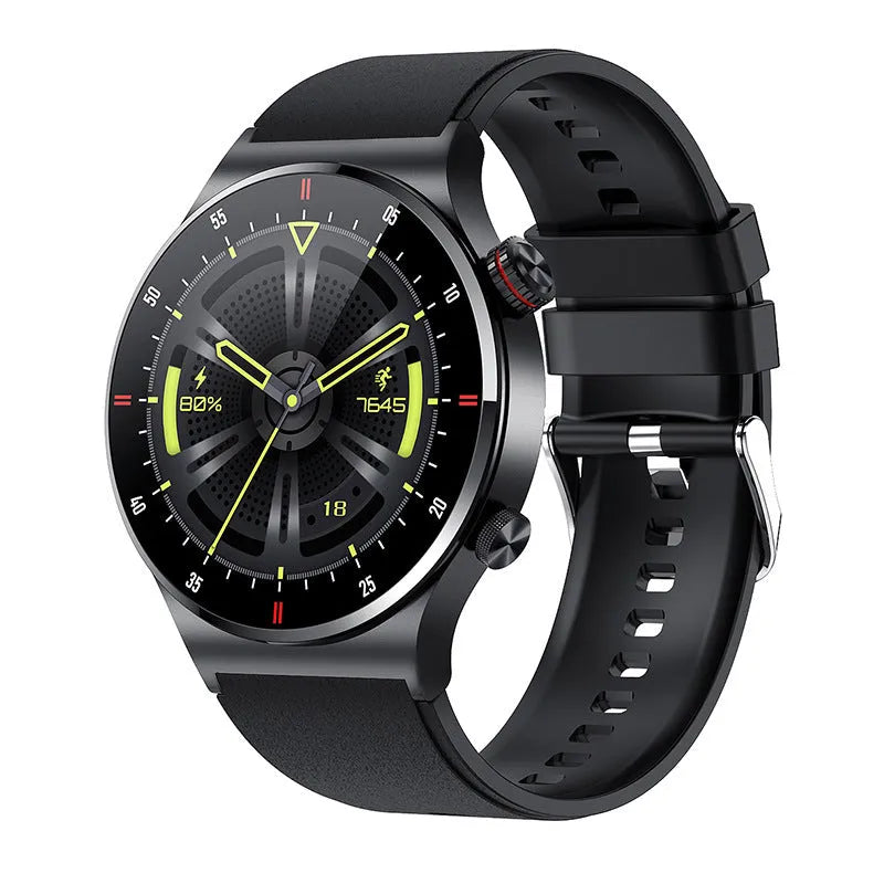 Smart Bluetooth call sports watch with 1.28 TFT screen, silicone wristband and 260mAh battery in black or silver