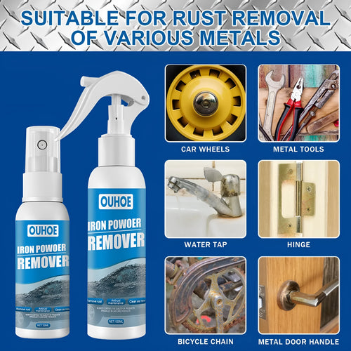 Automotive iron powder rust remover with spray bottle and blue sponge options