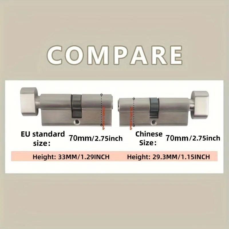 70mm European standard knob lock cylinder with five keys in multi-layer electroplated finish