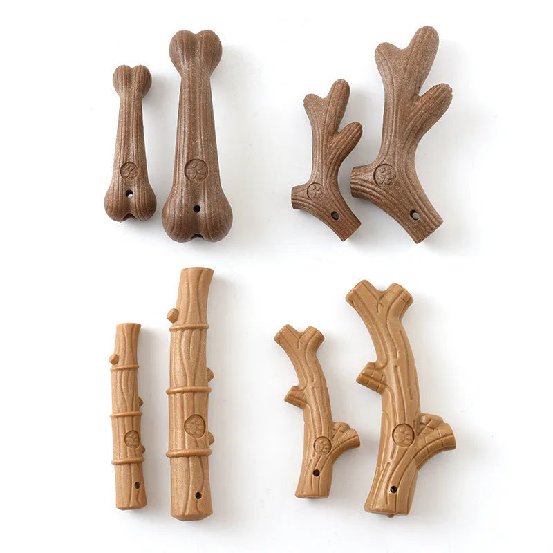 Bite-resistant dog chew toy in deer antler style with molar cleaning bumps, food-grade TPR, for small dogs