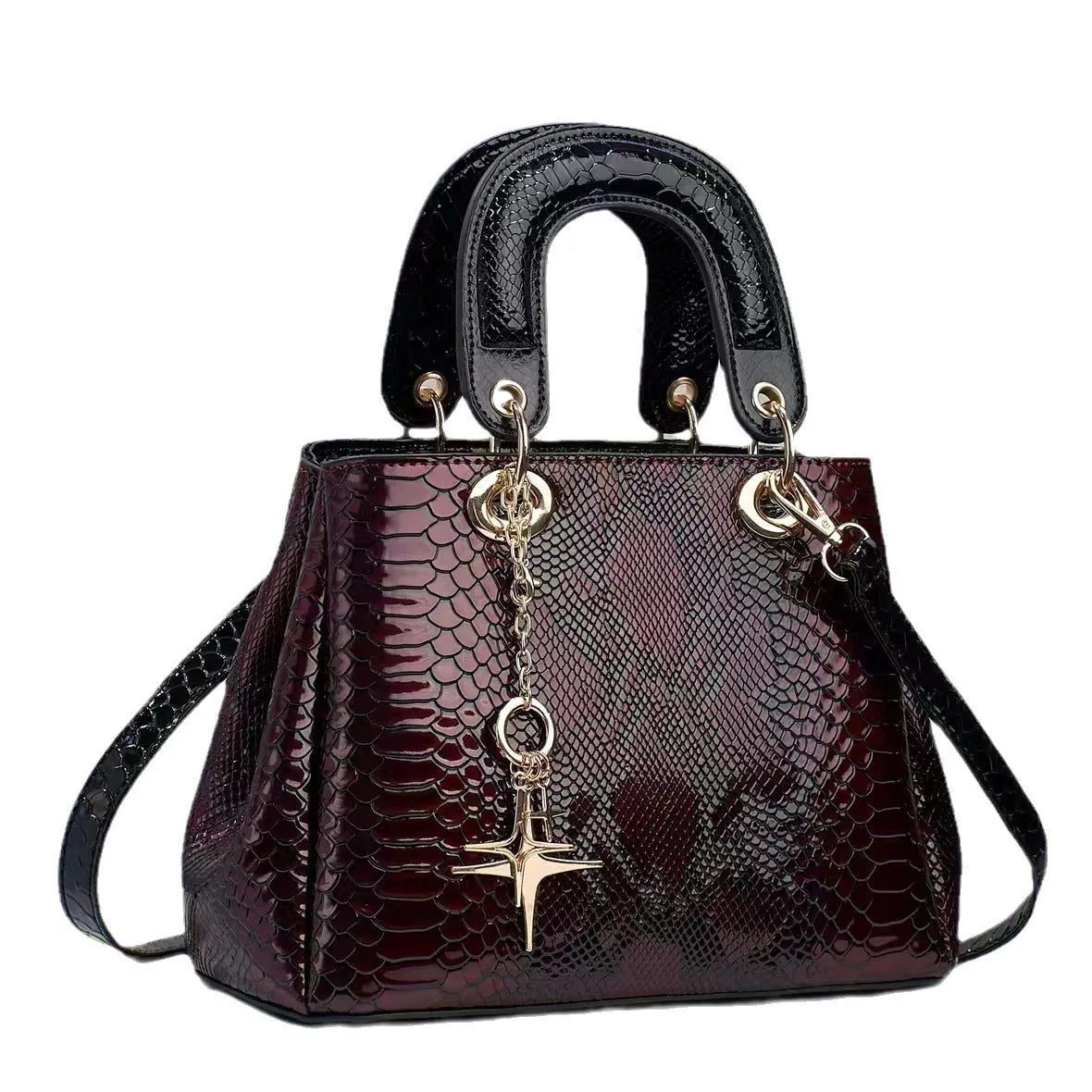Women's PU crocodile-pattern messenger bag in silver with zip closure, inner pockets, and shoulder strap shown on neutral background