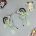 Handmade panda animal ears headband with tassel in pink, blue, green, purple – plush material unisex accessory